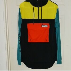Puma Yellow and Teal Hoodie with Orange Pocket